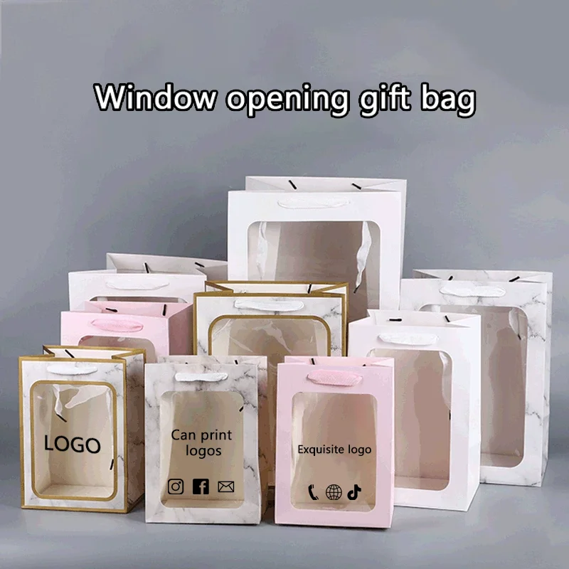 

10 шт. подарочных пакетов ко Дню святого Валентина с прозрачным окном, сумки-тоут для вечеринок, дней рождения, упаковка для цветов, упаковка ко Дню святого Валентина