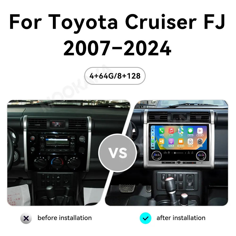 For Toyota FJ Cruiser 2007 - 2024 Android Car Radio 2Din Stereo Receiver Autoradio Multimedia Player GPS Navi Head Unit Screen