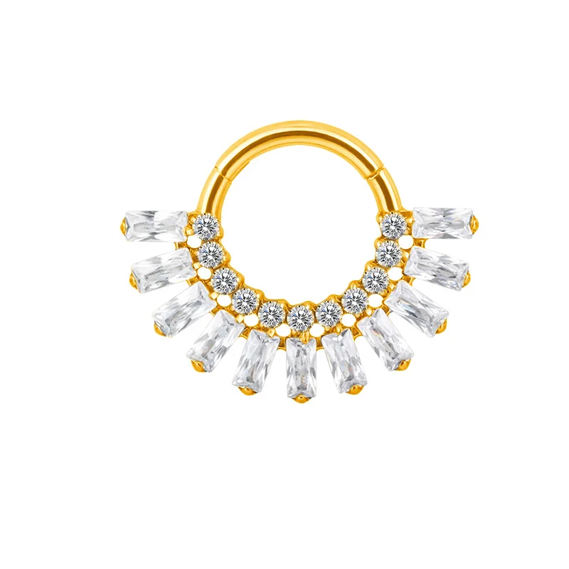 Titanium CZ Ring Hoop Nose Rings