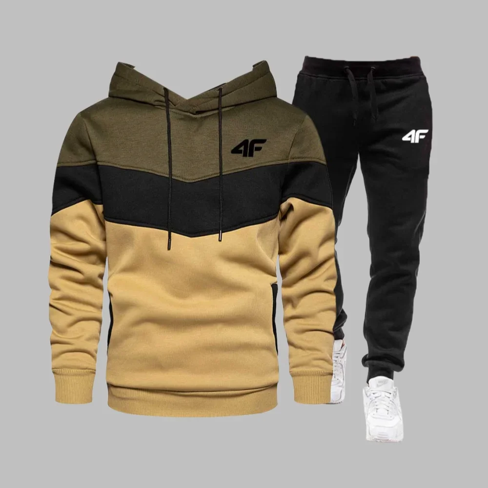 Nuevos estilos para otoño e invierno: chaqueta deportiva con capucha de moda para hombre para actividades deportivas. Cómodo y casual de dos piezas.