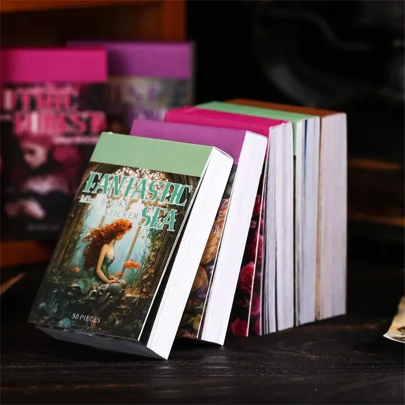 

50stickers per pack fantasy book retro creative collage materials Stationery Background Supplies account Scrapbook cut 91*55mm