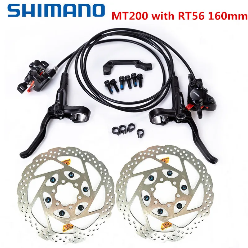 シマノMT200油圧ディスクブレーキとRT56ディスクローター160mmセット Shimano-油圧式マウンテンバイクブレーキセット,マウンテンバイク