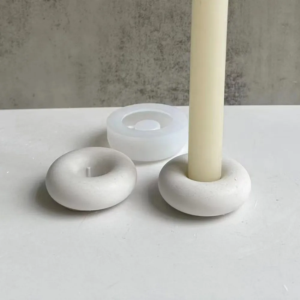 Circular Donut Candle Holder Silicone Mold, Resin Cast Jewelry Storage Tray Lipstick Holder Mold, Self Cast Cement Process Mold