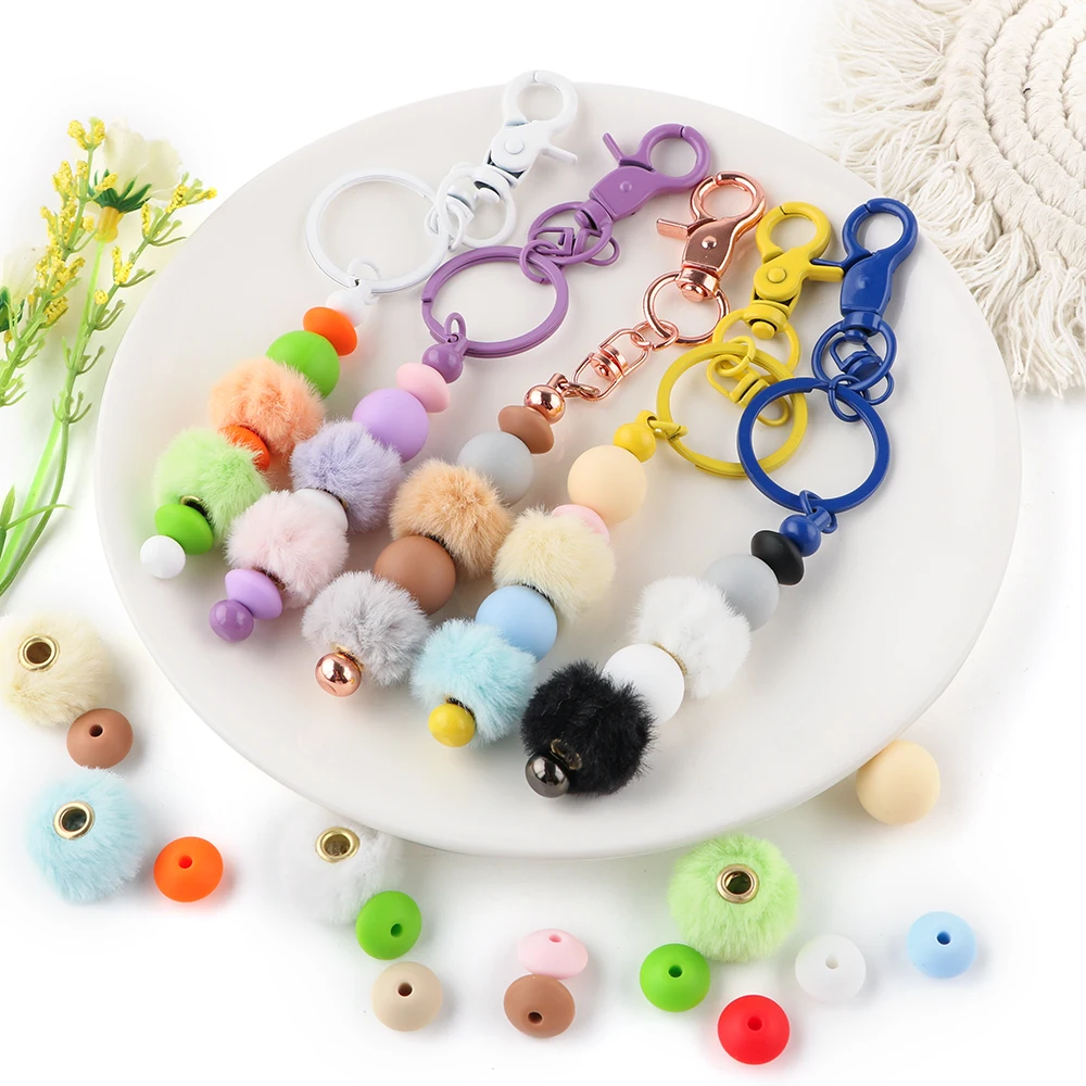 

100/200pcs Colorful With Holes Plush Beads For Jewelry Making DIY Necklace Bracelet Earrings Phone Chain Handmade Accessories