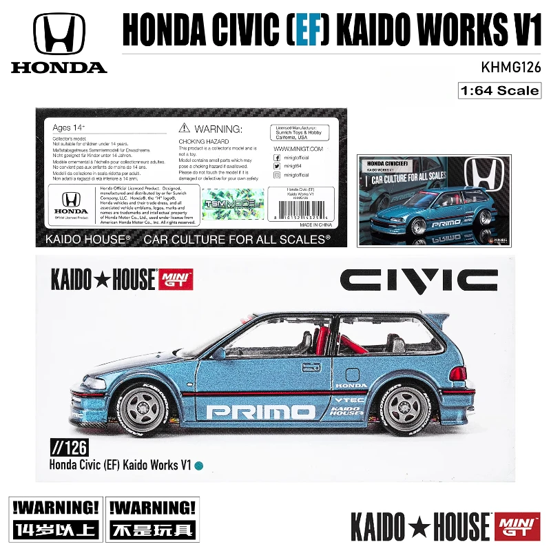 KAIDO HOUSE x MINIGT 1:64 Honda Civic EF Alloy compression shaft miniature model, adult decoration, boy toy, birthday gift