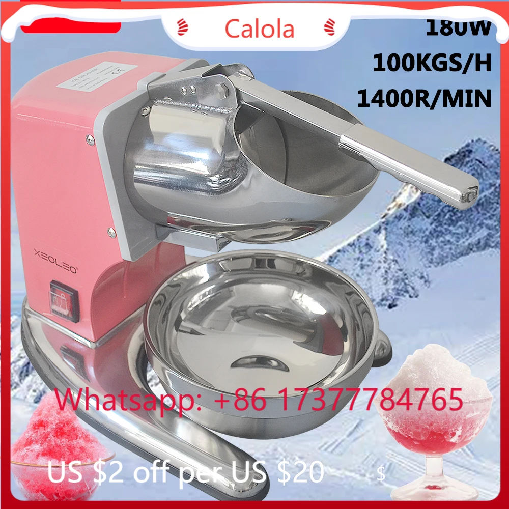 100KG/H Electric Ice Shaver Machine XEOLEO Commercial Ice Crusher Snow Cone Smoothie Maker 110V/220V