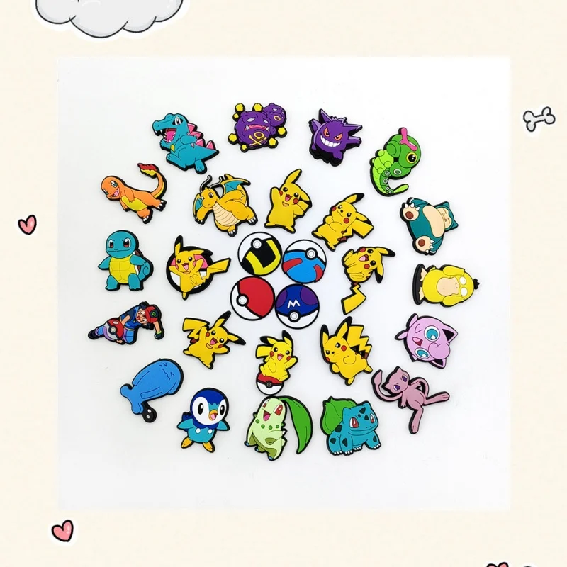 

27Pcs Pokemon Shoe Charms Decoration Buckle Dinosaur PVC Sandals Accessories Kids Gifts Cartoon Shoe Accessories