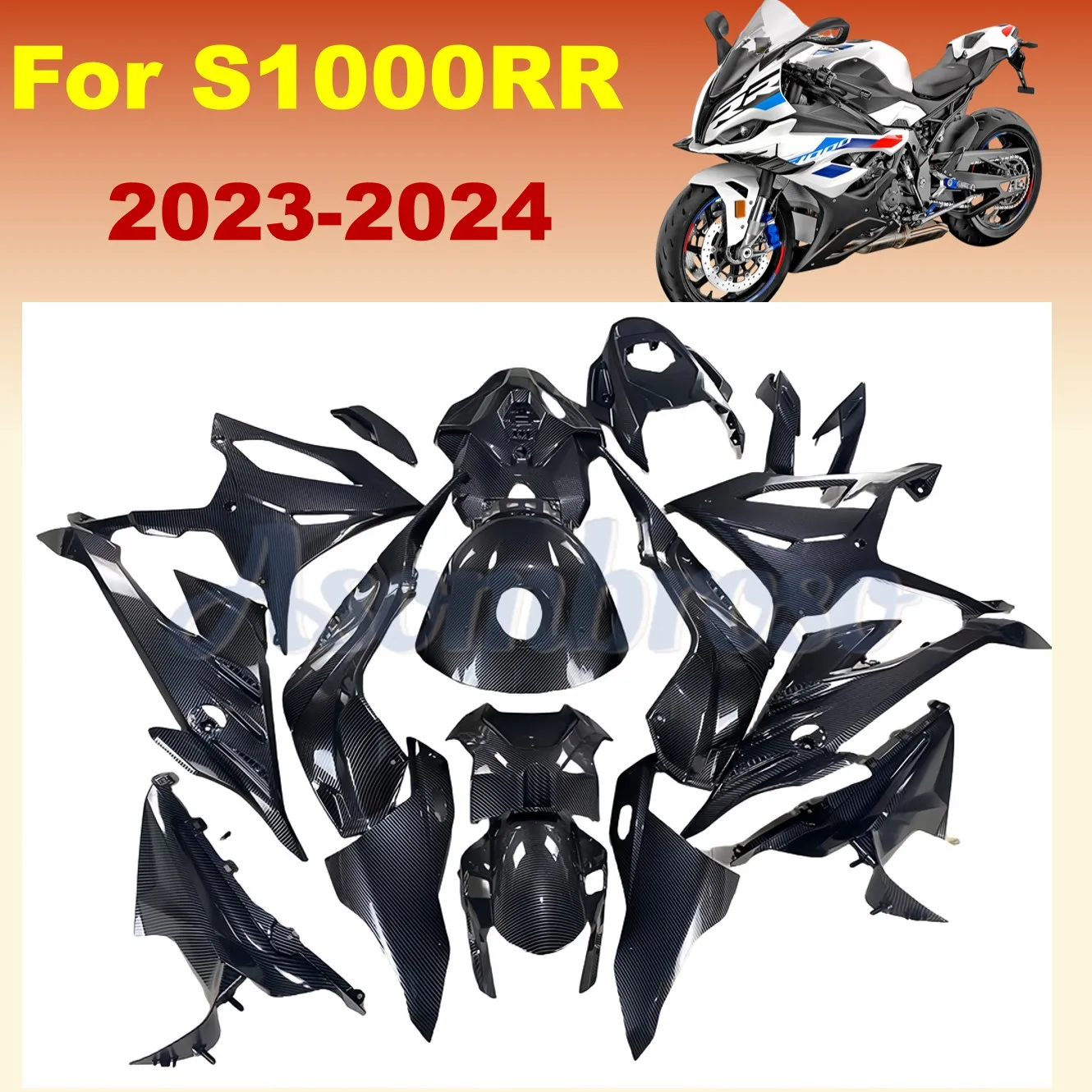 Motorcycle Whole Fairings Kit fit For S1000RR 2023 2024 S1000 s1000 rr All black full carbon fibre fairing kits Bodywork zxmt