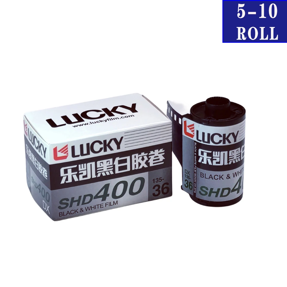 LUCKY 5/10-rollos de película blanca y negra SHD400, 36 hojas con código DX ISO 135, exposición (fecha de caducidad: 400), CHINA, 2027