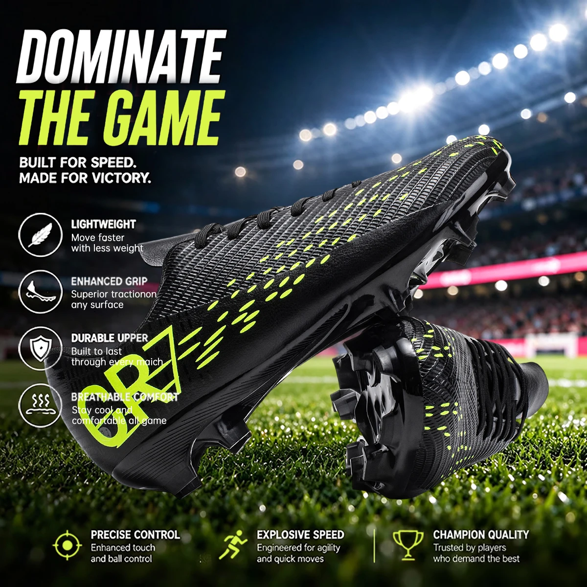 Unisex AG FG Soccer Cleats for Adults Lightweight Breathable Football Boots Non Slip Studs for Outdoor Lawn Training Games