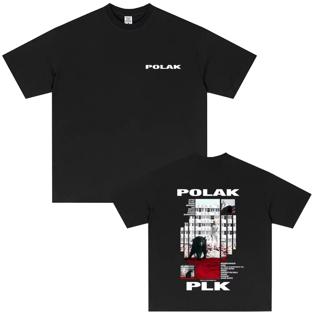 مغني الراب Plk Polak الجرافيك تي شيرت الرجال النساء موضة البوب الموسيقى الشارع الشهير المرأة عادية القطن طباعة تي شيرت خمر الهيب هوب تيز