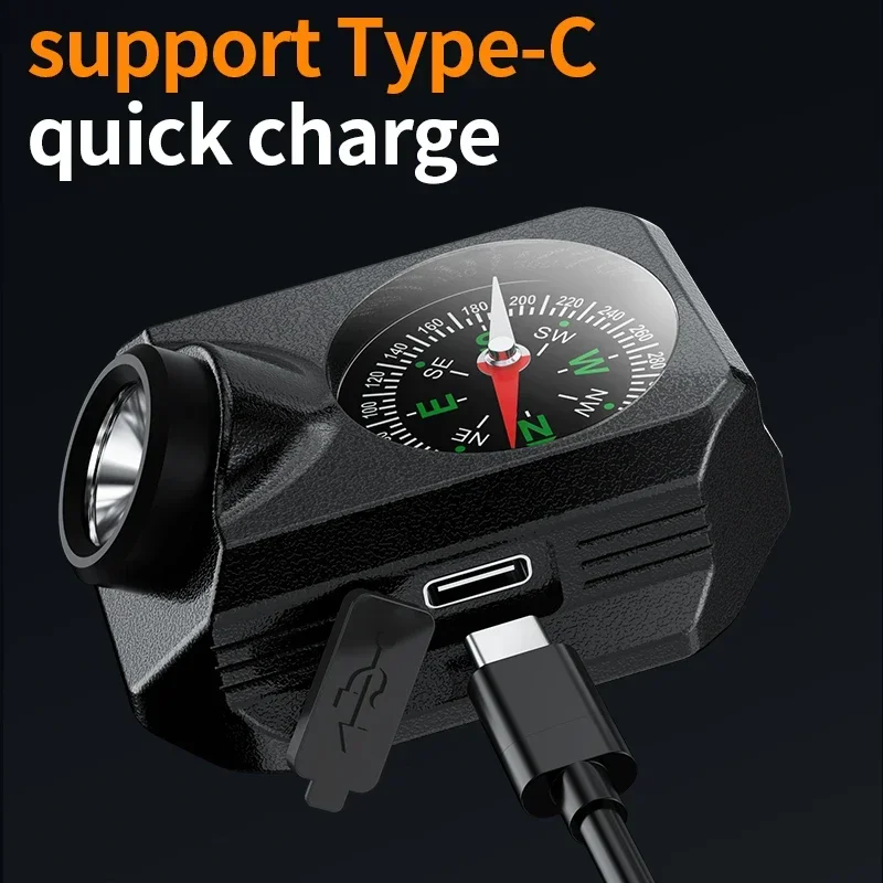 JIASHAUIXIN New Outdoor Multi-functional Sports Wrist Lamp LED Strong Light Wild Emergency Compass Rechargeable Handband Lamp