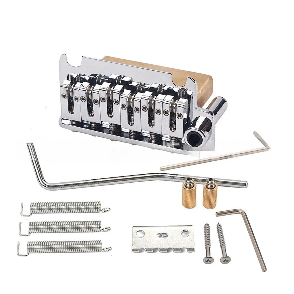 Chrome 6-String Roller Saddle Tremolo Bridge with Brass Base for ST-Style Electric Guitar Parts