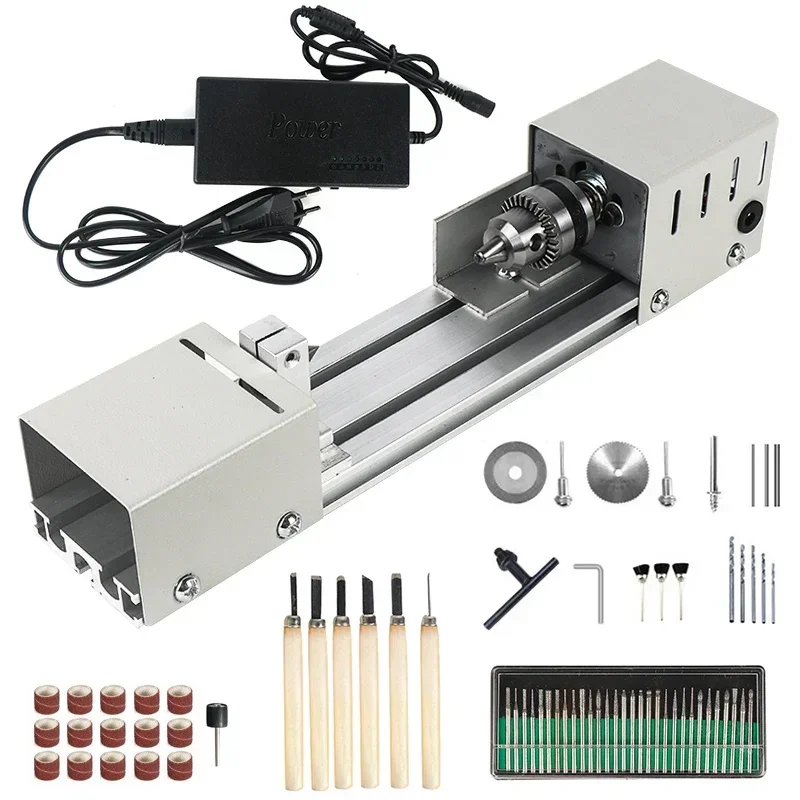 12-24V DC Mini Wood Lathe Machine DIY Woodworking Miniature Buddha Pearl Lathe Grinding Polishing Beads Wood Drill Rotary Tool