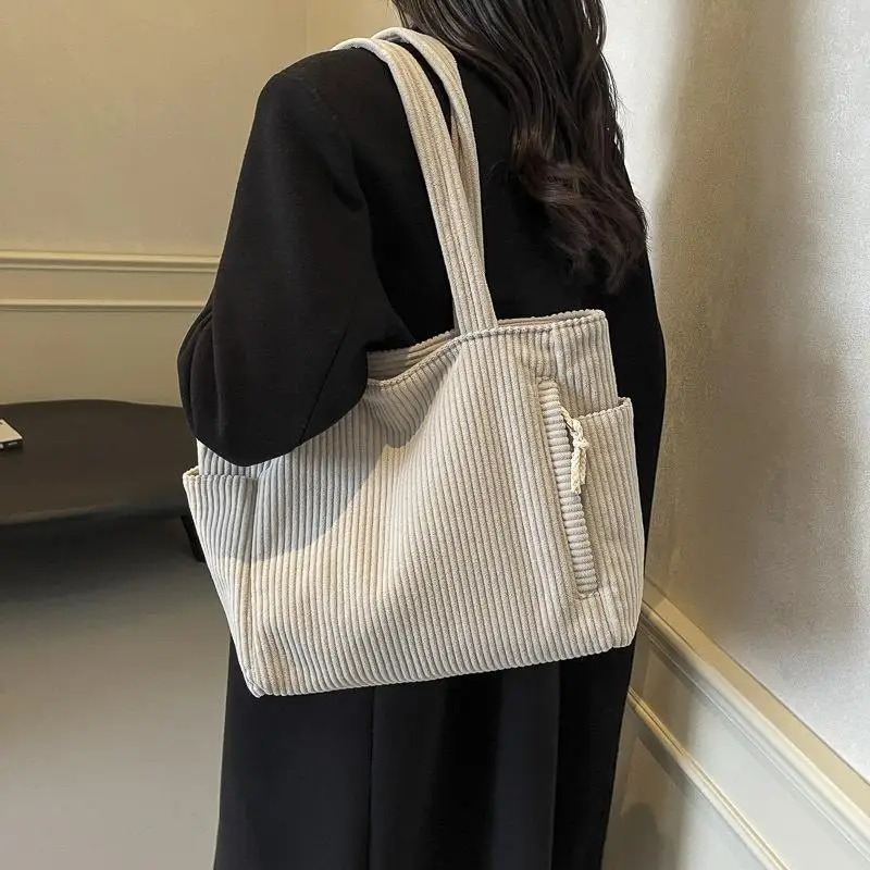 

AS3019 Large Capacity Corduroy Bag Women's 2025 New Spring and Autumn Versatile Fashion Shoulder Bag