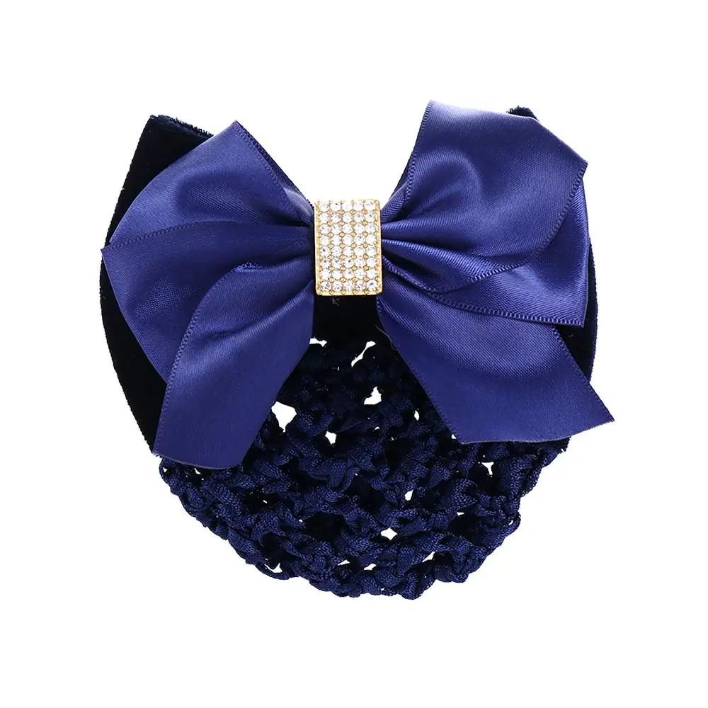 Headwear Vintage Zircon Nurse Big Bow Hotel Ponytail Clip Hairgrips Cover Net Women Spring Clips Korean Bun Snood