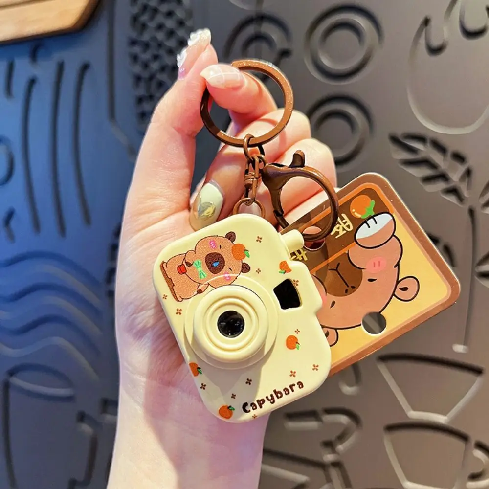 New Capybara Projection Camera Keychain Cartoon Kawaii Mini Camera Keyring Creative Kids Toys Backpack Pendant