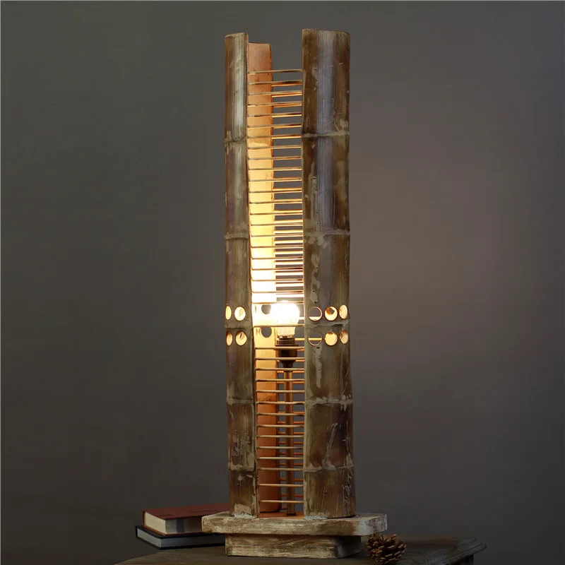 Professional handmade log craft floor lamp pastoral warm homestay hotel decorative lamps