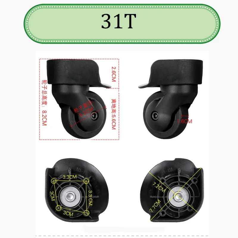 For American travelers 31T  360° Rotating Luggage Wheels – Heat-Resistant, Non-slip Replacement Wheels Suitable
