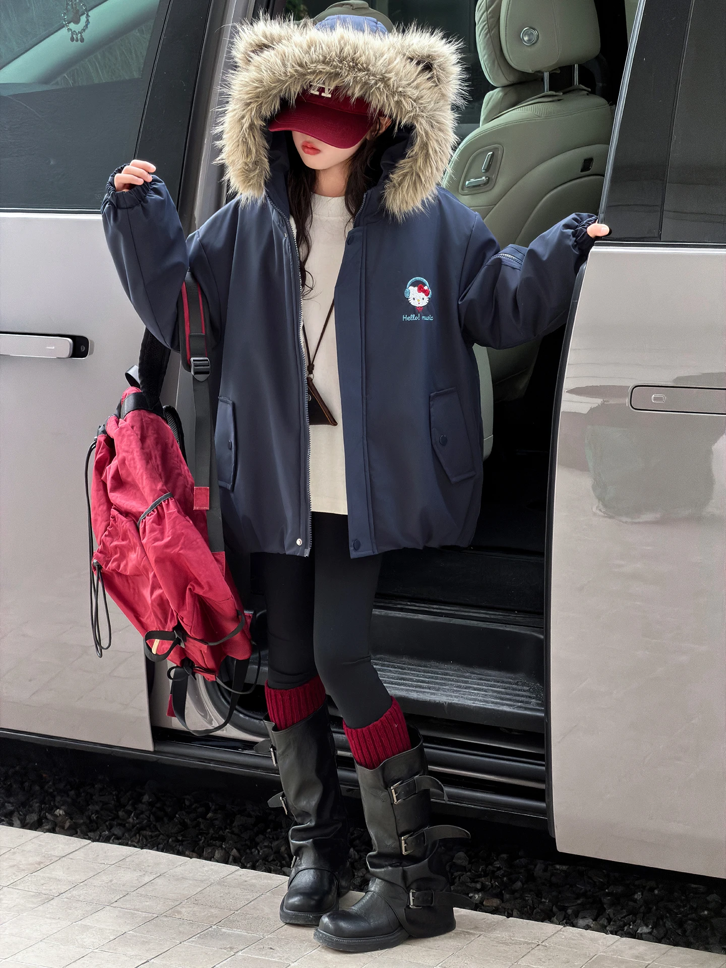 

Girls Fce Lined Parka Autumn Winter Clothes Thi Casual Cotton Jaet Children's Wear Trendy Outerwear Korean Sle Hoode...