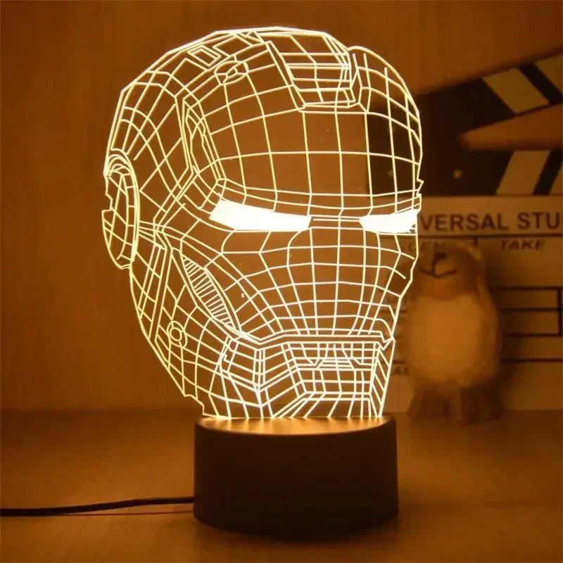 Marvel Disney Avengers Ironman Spiderman Thor Loki LED Night Light Glowing Lamp Deadpool Kreatywna zabawka dla dzieci Manga Prezenty