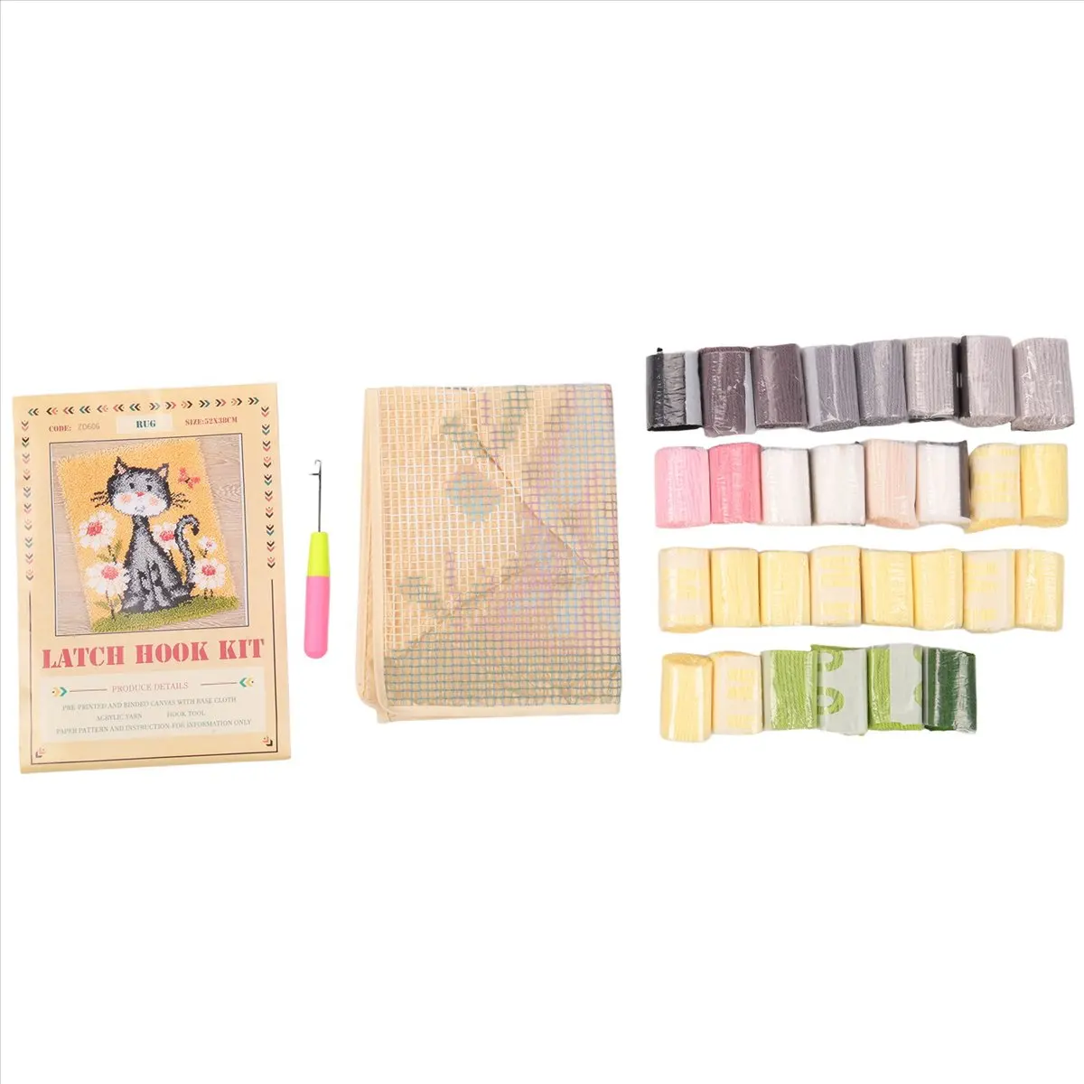 

Наборы для вязания крючком ковриков YHYS: Набор для рукоделия с предварительно напечатанным цветным узором для взрослых и детей (Кот)