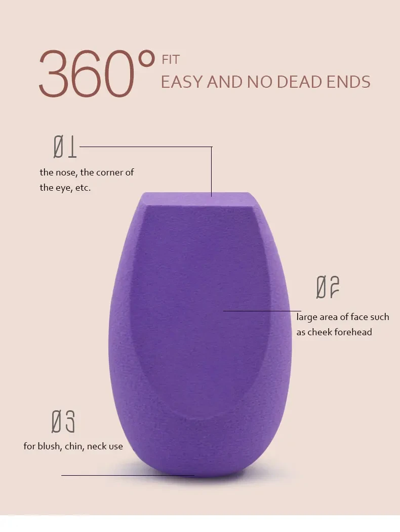 50 pezzi Logo personalizzato Non in lattice bellezza tre sfaccettature soffio cosmetico trucco spugna fondotinta Make Up spugna Blending Private Label