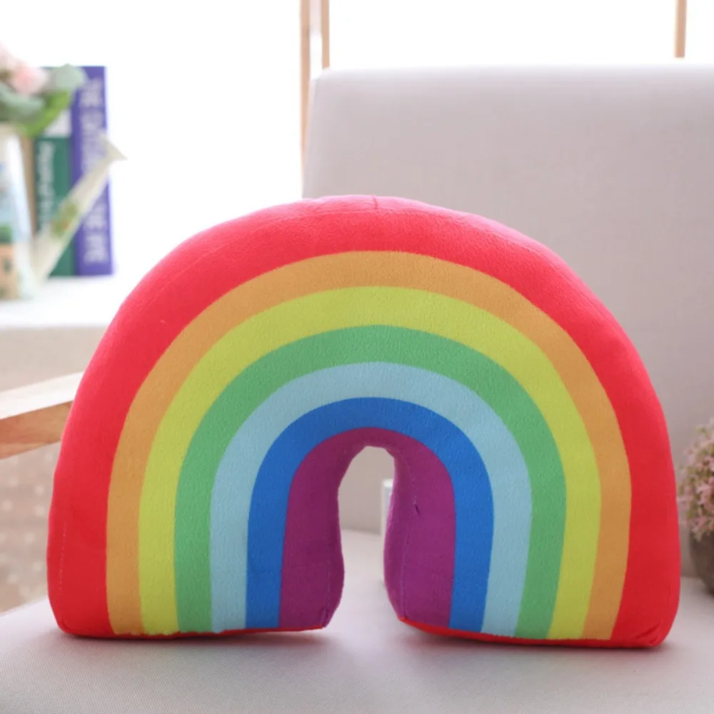 Cute Rainbow Shaped Pillow Kids Plush Toy Office Sleeping Neck Pillow Children\'s Room Soft Comfortable Cushion Home Decor