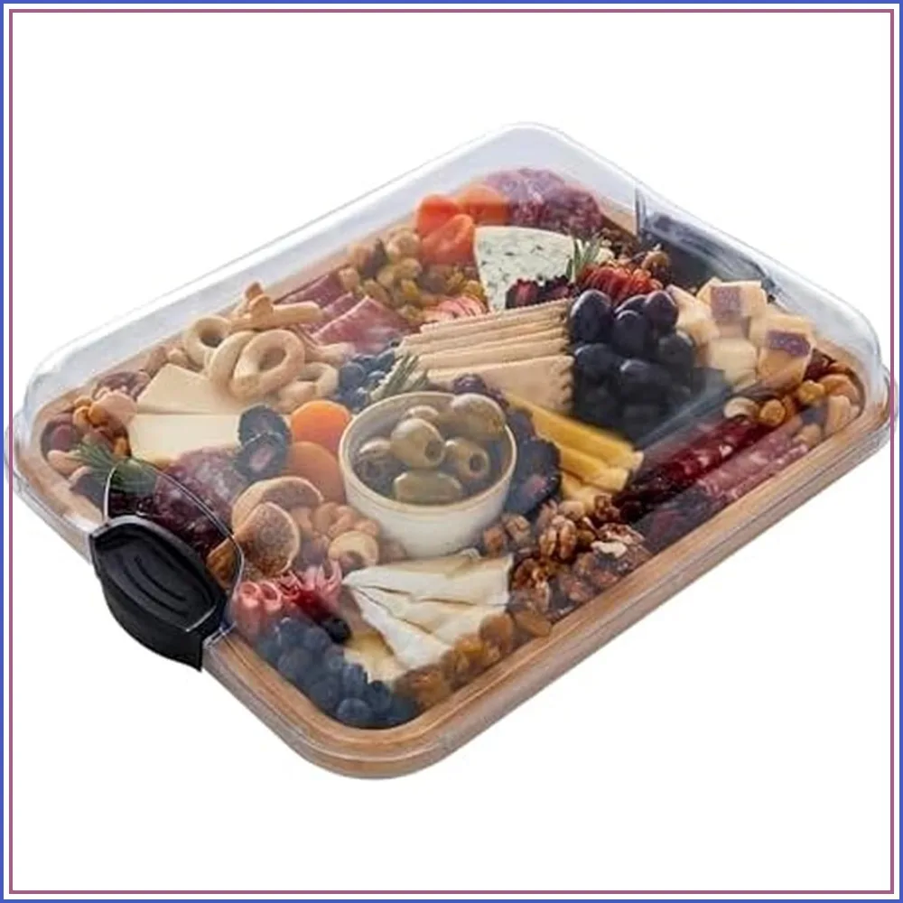 Bamboo Cutting Board with Storage Compartment, Locking Lid, Perfect for Charcuterie & Snacks