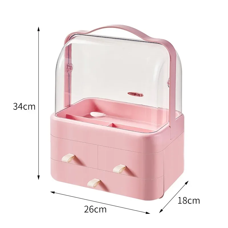 Desktop Makeup Storage Box Large Capacity Dust-proof Makeup Storage Box Home with Lid Bathroom Jewelry Waterproof Organizer