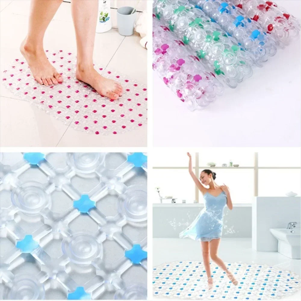 9 Colors  PVC Anti-skid Bath Mats Soft Shower Mat Massage Mat with Suction Cup Non-slip Bathtu Bath Mat Bathroom Accessories