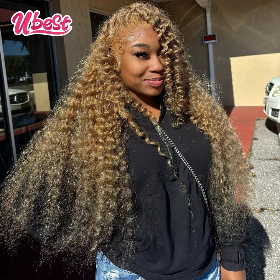 

Ubest 13X6 Transparent Lace Front Wigs Jerry Curly 100 Human Hair Light Brown Colored 5X5 Lace Closure Wig Pre Plucked For Women