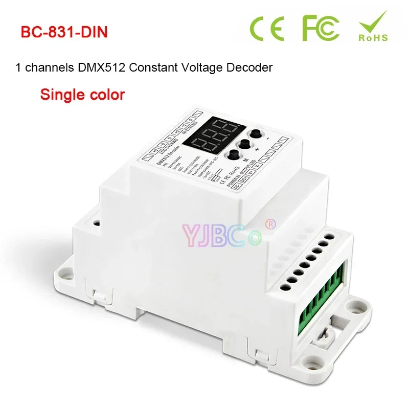 1CH 3CH 4CH 5CH DIN Rail Constant Voltage DMX512 Decoder 12V-24V DMX512/1990 PWM RJ45 Single color/RGB/RGBW/RGBCW LED Controller