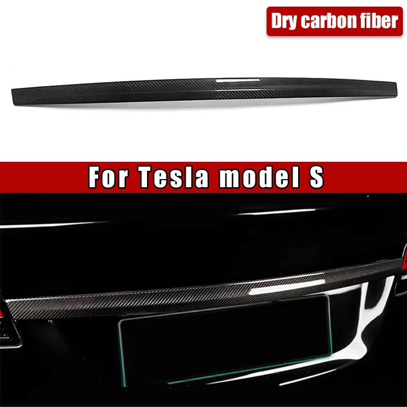 

Украшение задней крышки багажника из углеродного волокна, отделка задней панели, аксессуары для внешней полосы автомобиля, подходят для Tesla Model S 2021-2023 гг.
