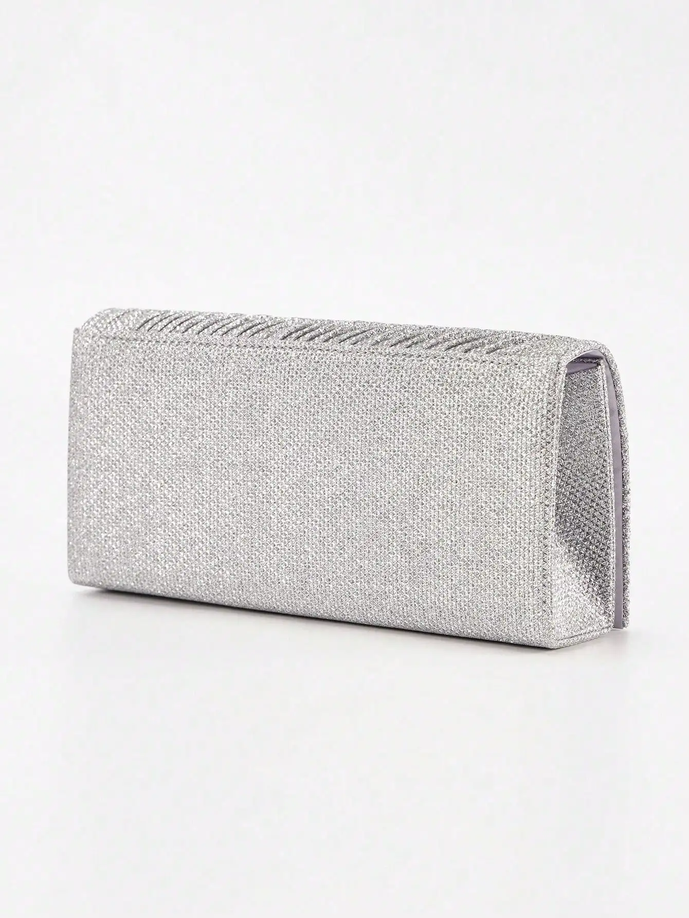 Embreagem de noiva com lantejoulas plissadas – Bolsa brilhante com alça de corrente para banquete/festa/presente formal dela