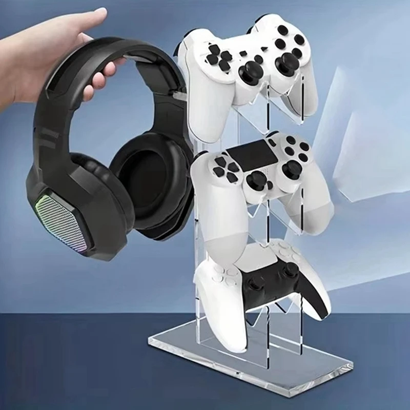 3CGRO-Universal 3-Layer Controller Holder And Headphone Holder Game Accessories For PS5 PS4 Storage Holder Transparent
