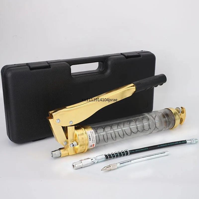 600CC High Pressure Manual Grease Gun, Heavy Duty Pistol Grip Grease Gun, Transparent Explosion-Proof Barrel