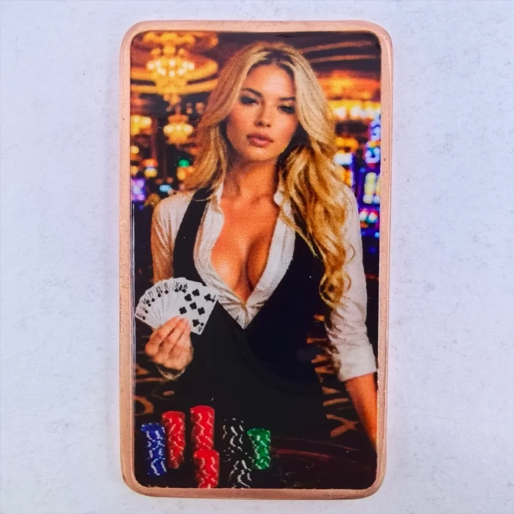 12 pcs 1oz.999 Fine Copper Bar Set Glamour Women City Night Casino Neon Moon Bride Singer Fantasy Colorized Art Desk Decor Gift