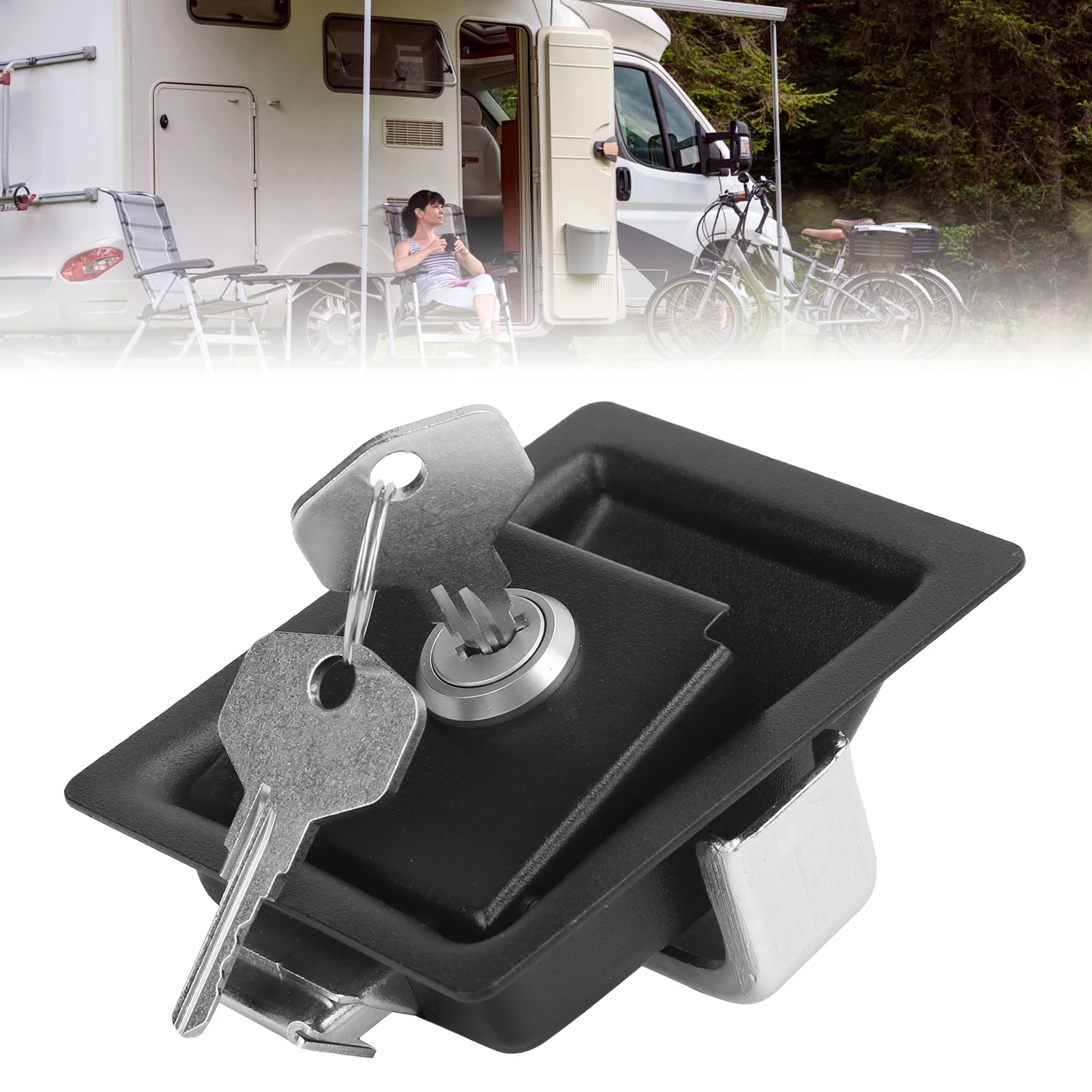 

RV Door Lock with 2‑Key Universal for Motorhomes Power Distribution Cabinets Car Toolbox