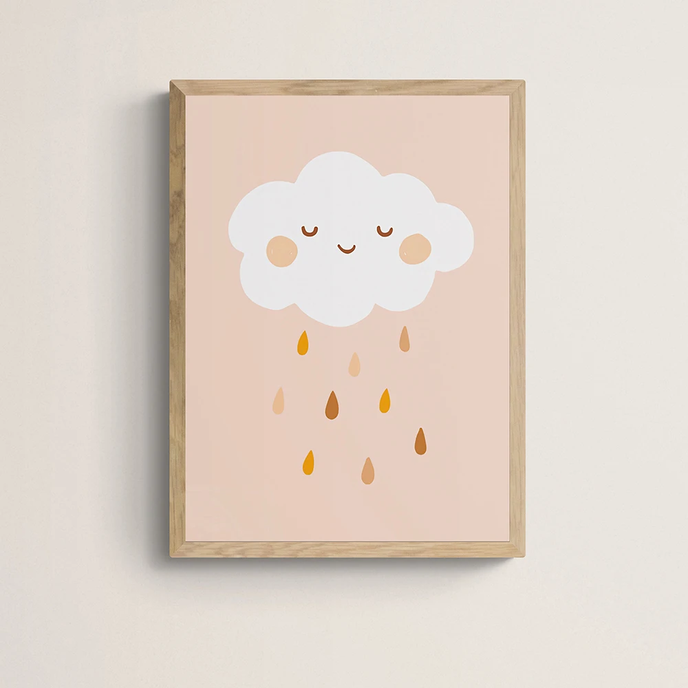 Colorful Rainbow Sun Cloud flower Poster Prints Wall Art Boho Style Canvas Painting for Child Nursery Decoration Girl Room Art
