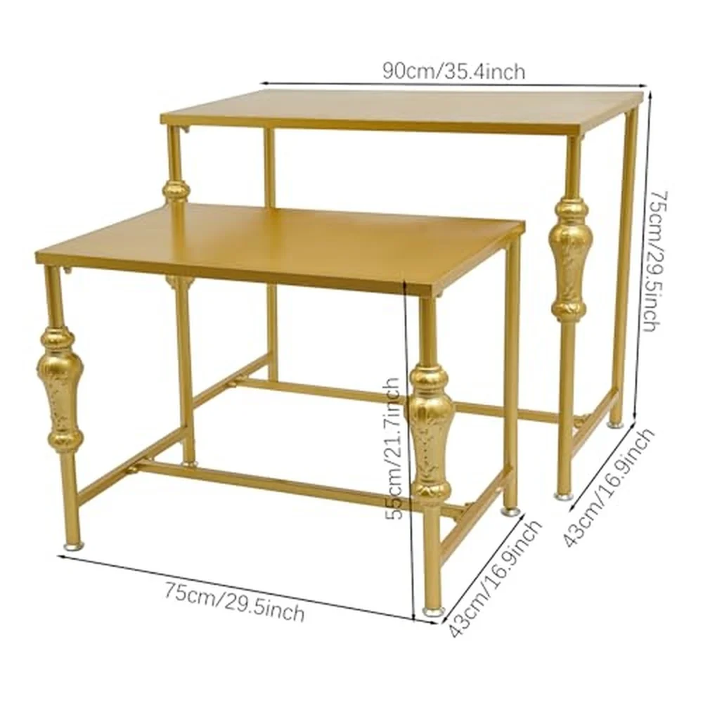 Metal Clothing Shoe Handbag Display Table 2 Tier Heavy Duty Risers Display Stands Standing Garment Rack Display Riser