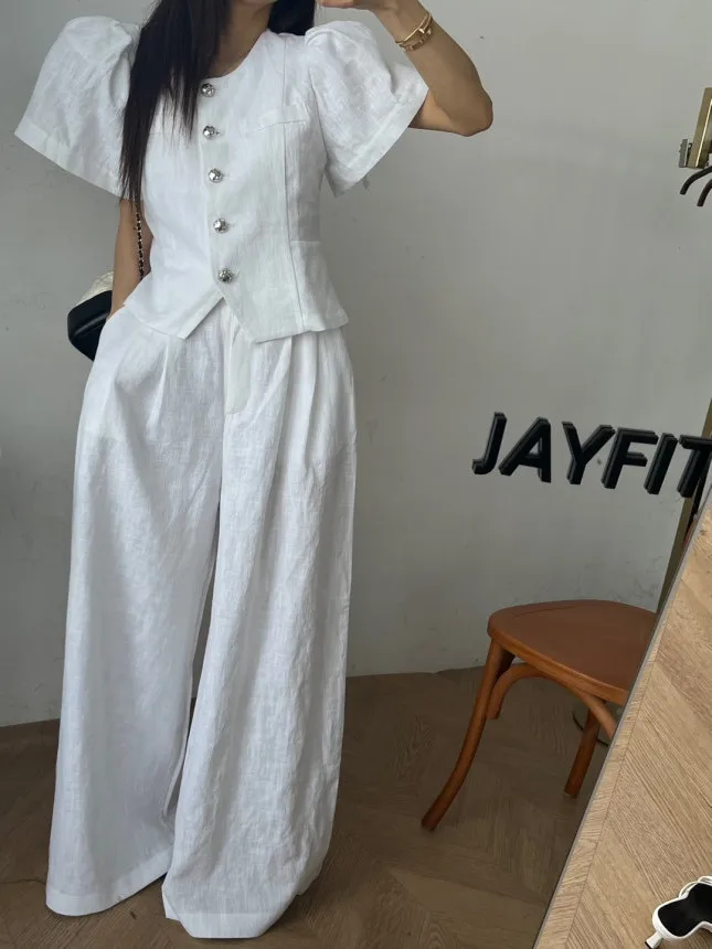 

Женские повседневные свободные длинные брюки Bubble Sve irt с широкими штанинами, комплект из двух предметов, топ Flutton ort Sve со сложенным подолом