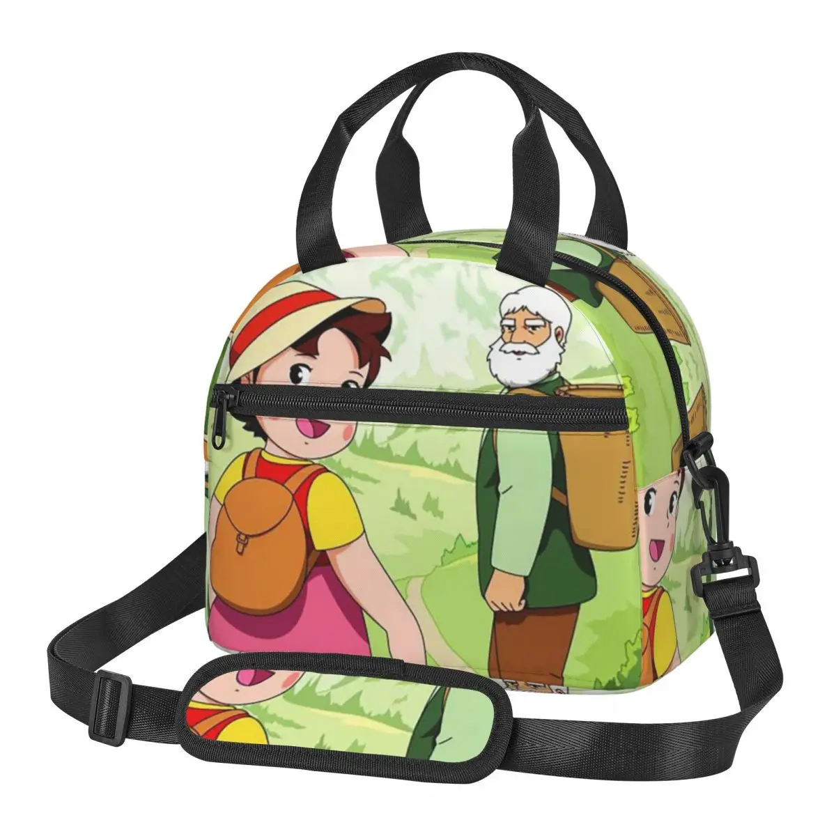 

Anime Heidi Girl Of The Alps Peter Grandpa Insulated Lunch Bag for School Bento Storage Food Boxes Cooler Thermal Lunch Box Tote