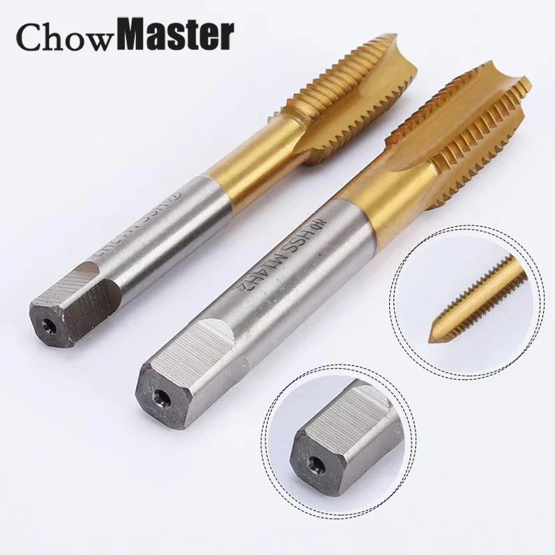 Chowmaster HSS 6542 Titanium Coated Screw Tap Drill Bit Metric Straight Flute Fine Tooth Thread Tap Hand Tools M2 M3 M4 M6-M16