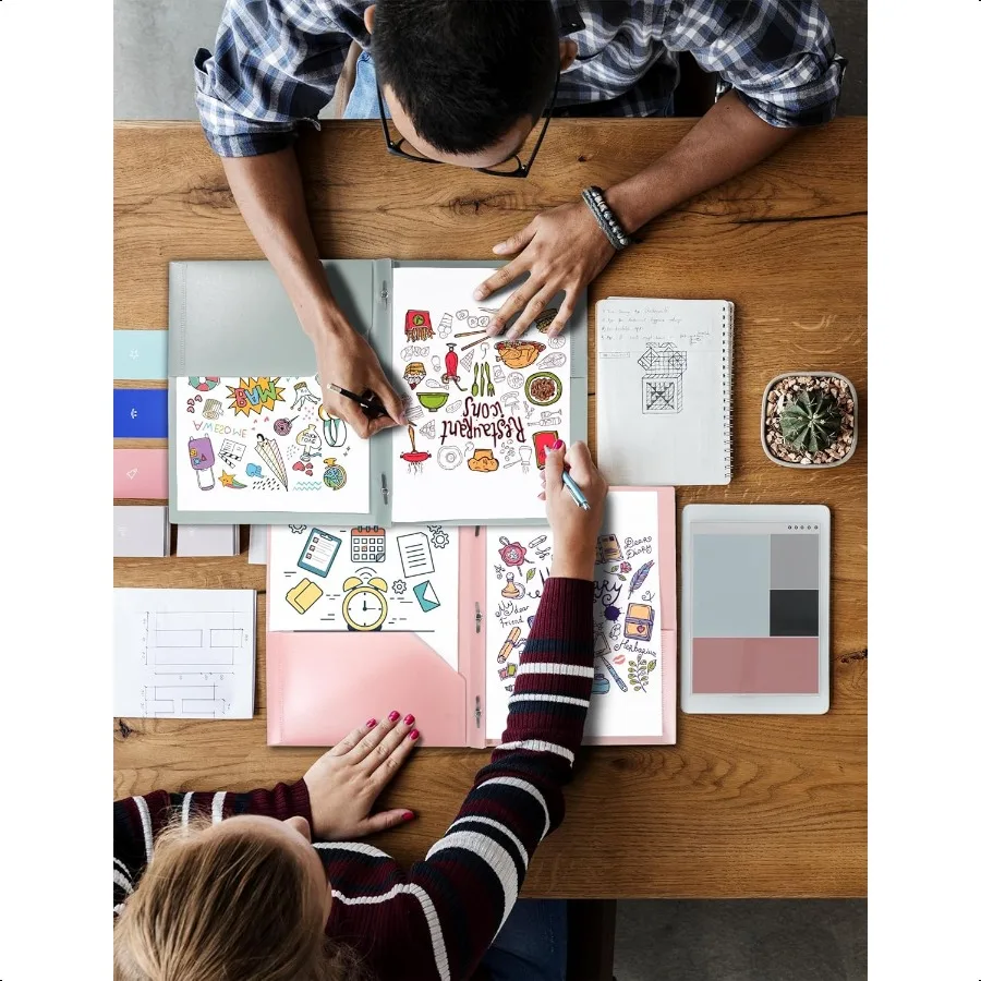 Cartelle a 2 tasche con punte Confezione da 12 cartelle in plastica colori pastello con tasche e punte adatte alla cartelle in poliestere formato lettera con Po