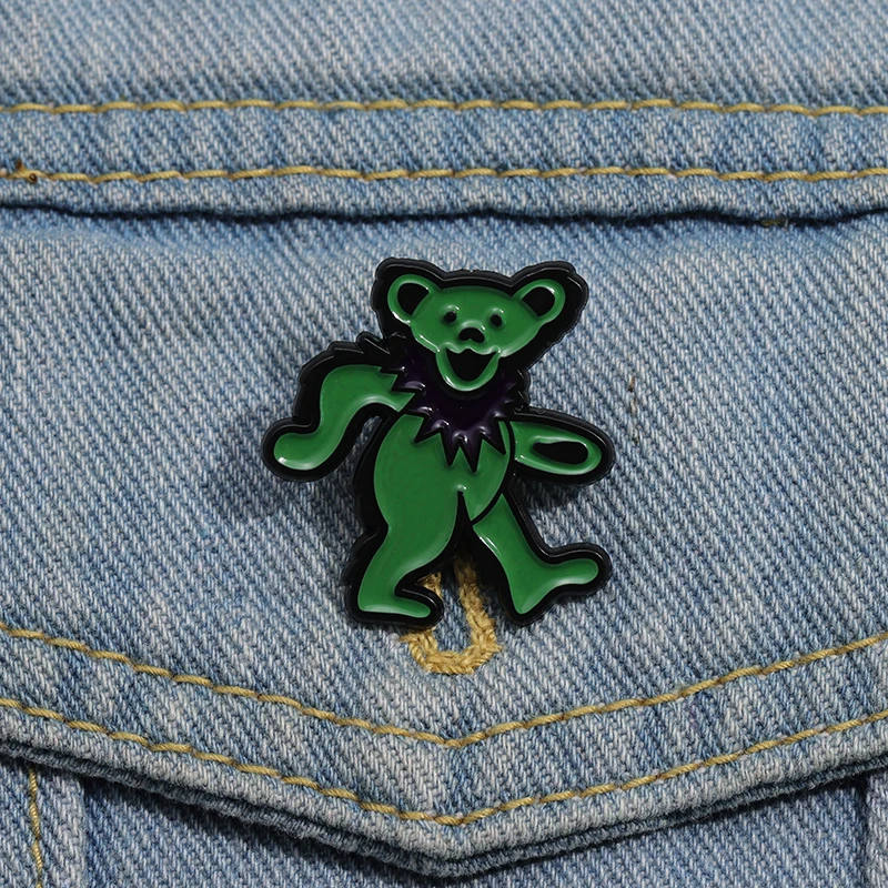 Hip Hop Dancing Bear Enamel Pin Psychedelic Rock Band Brooch Lapel Jaket Backpack Badge Inspiration Jewelry Gift For Fans Friend