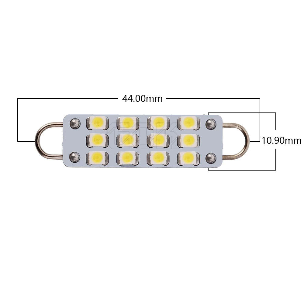 YSY 300x 44mm Festoon 1210 12-SMD Rigid Loop 561 562 567 LED Bulbs for Car Interior Map Dome Cargo light Lamps 211-2 212-2 White