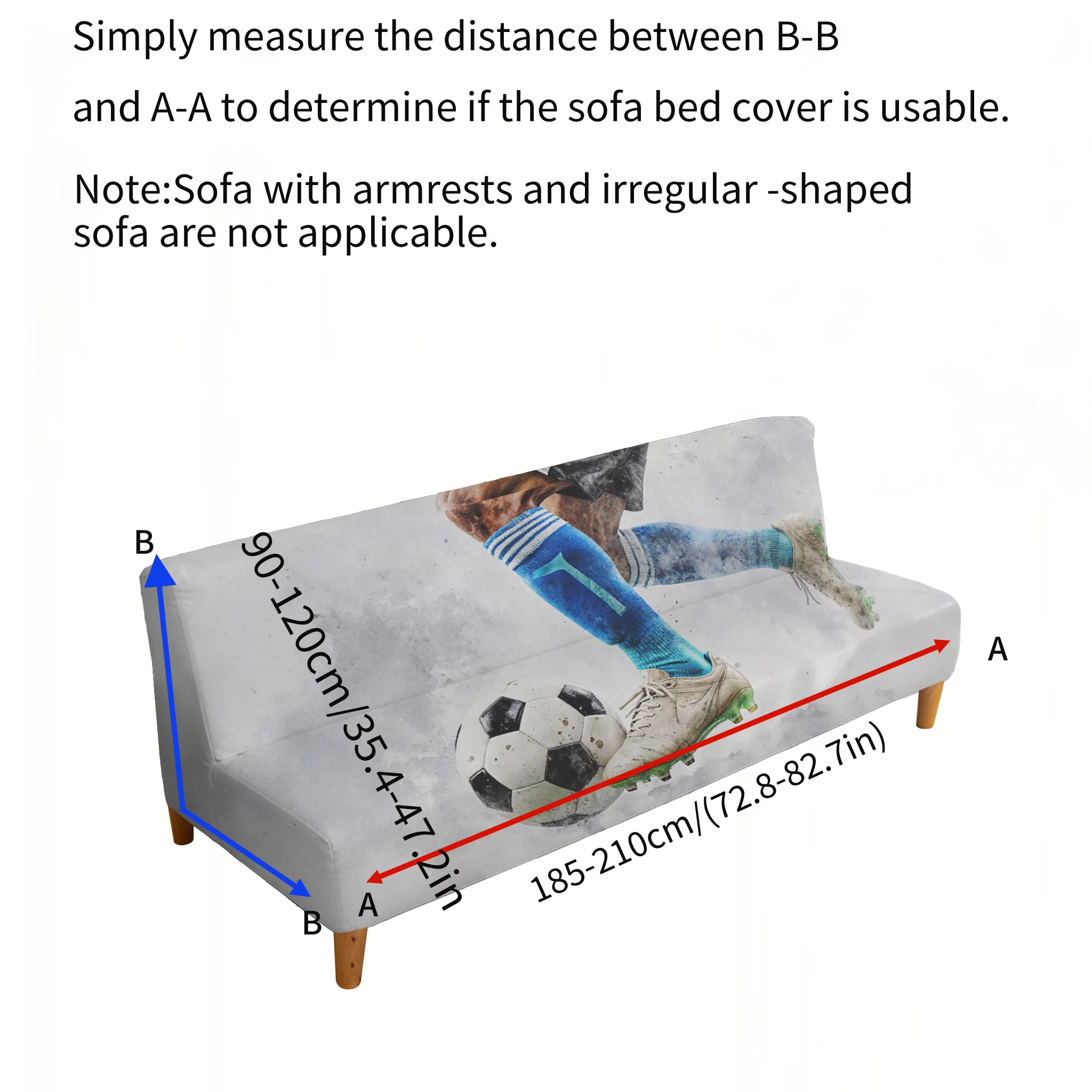 Watercolor wind football volley elastic sofa bed cover, living room sofa bed cover, dustproof washable sofa bed cover