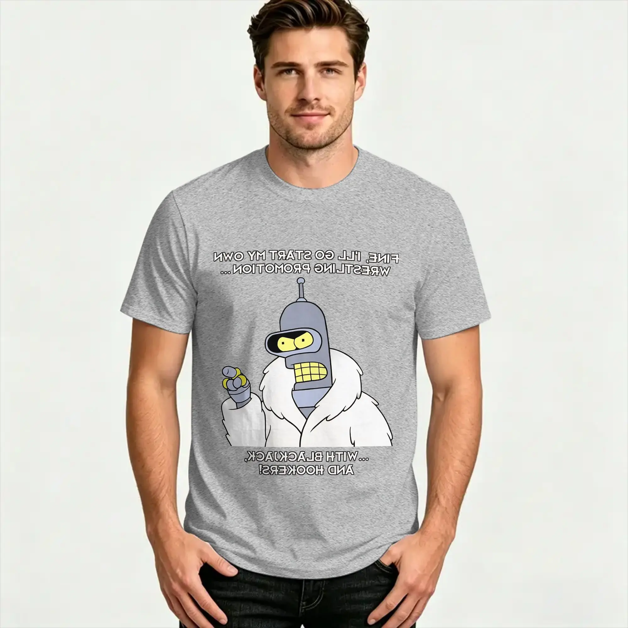 Retro Booker Benders Armchair Meme Futuramas T-Shirt Unisex Round Neck Short Sleeve Clothing  Cotton Summer Clothes