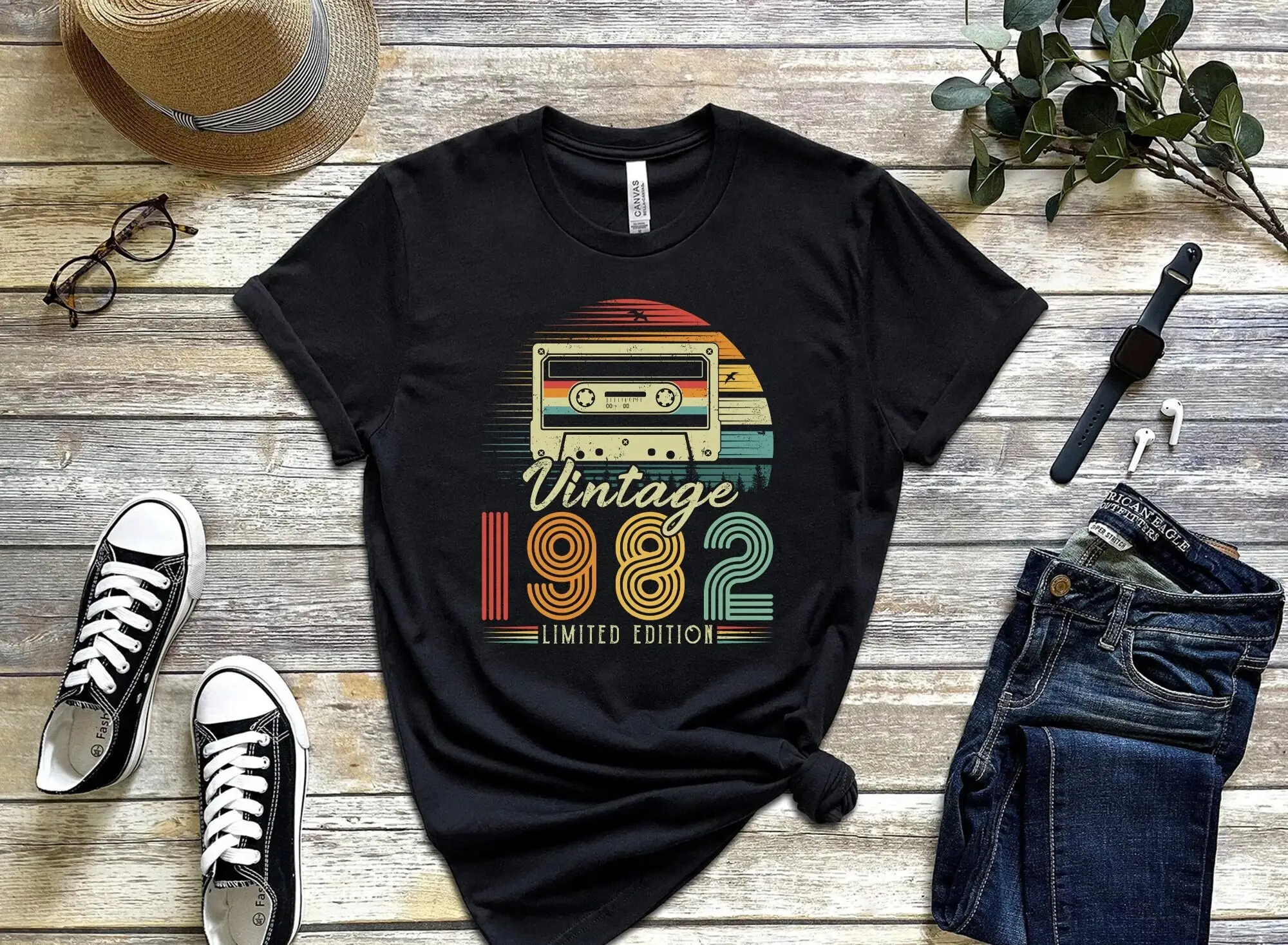 41st Birthday T Shirt 1982 Cassette Vintage Best Of 40 Years Being Awesome Hello Forty